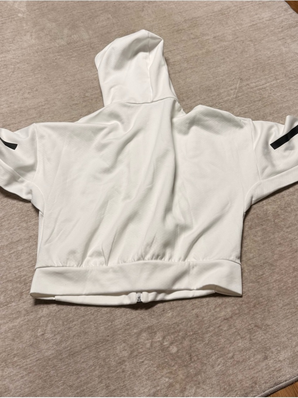 adidas White Zip-Up Hoodie with Black Logo - Picture 7 of 7